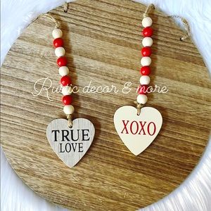 💕 Valentine’s Day Farmhouse beaded heart garland for your tier trays